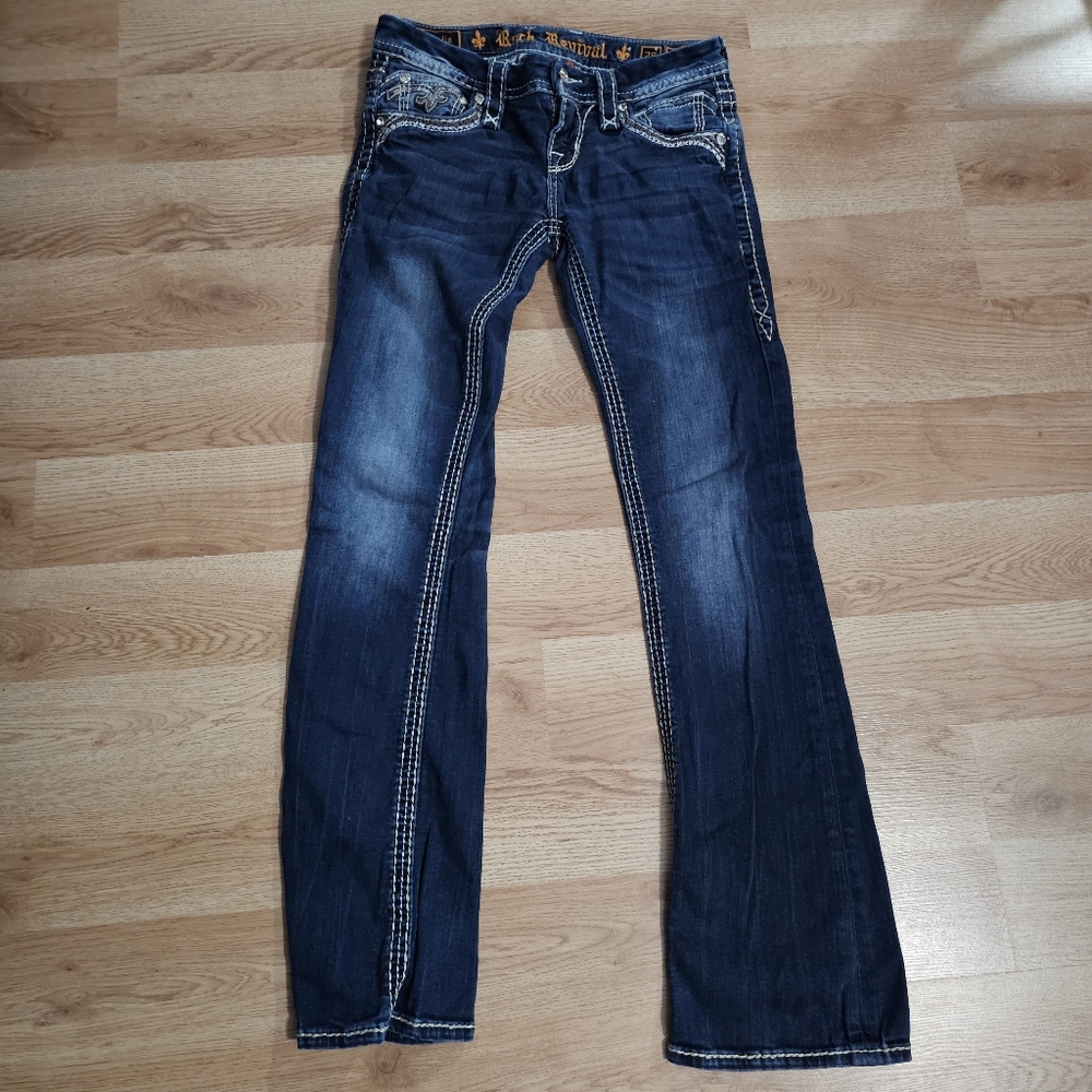 Rock Revival Boot Cut Jeans w Signature Stitching Evella Size 26